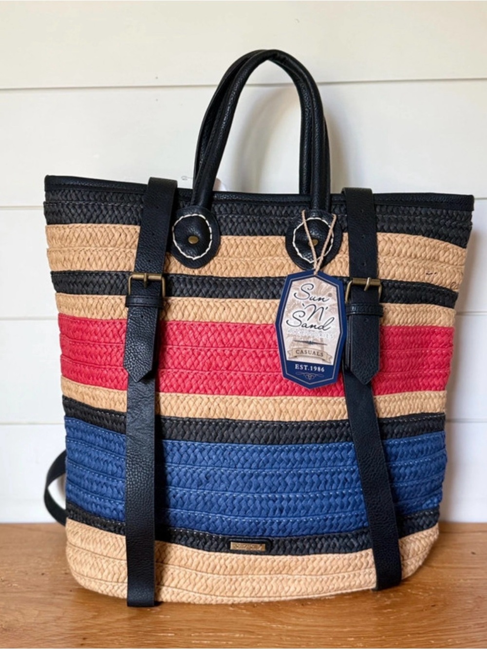 Brand New With Tags Sun n’ Sand Accessories Paper Straw Backpack Beach Pool